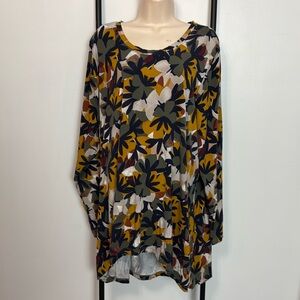 Logo by Lori Goldstein Long Sleeve Top Tunic Floral Round Neck Women Size 3X